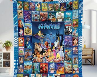 Personalized Disneyland Movie Blanket, Mickey And Friends Fleece Blanket, Magic Kingdom, Walt Disneyworld Throw Blanket For Bed Couch Sofa