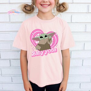 Baby Yoda Pink Heart Style Comfort Colors T-shirt, Cute Baby Yoda Shirt, Starwars Yoda Shirt, Gift for Starwars Fans image 1