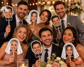 Custom Face Fans, Personalized Photo Fan Paddle, Funny Face on a Stick, Wedding Bachelorette Bridal Shower Birthday Graduation Party Favor