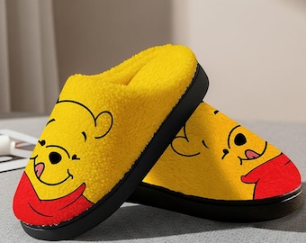 Disneyland Winnie The Pooh Slipper, Pooh Bear Face Family Matching Slipper, Winnie The Pooh Disneyworld Slipper, Comfortable House Shoes