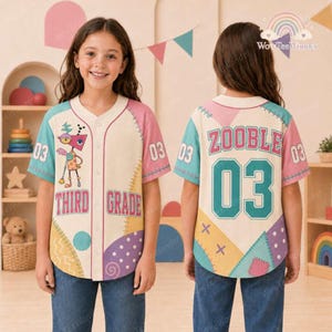 Zooble The Amazing Digital Circus Baseball Jersey, Personalized Back to School Jersey, Custom Kids Baseball Shirt, Third Grade Team Tee