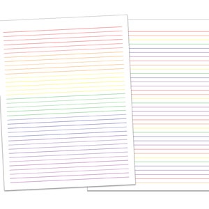 Rainbow Lined Paper Printable PDF image 1