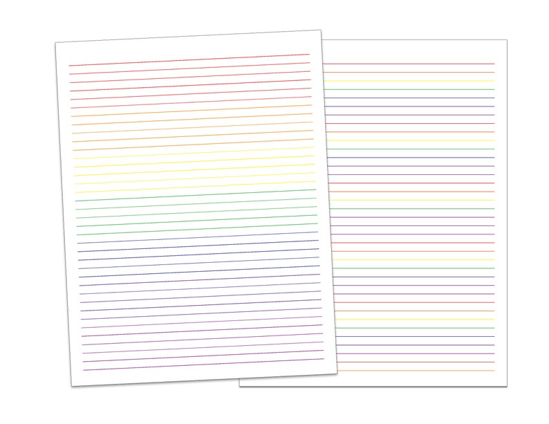 Rainbow Lined Paper Printable PDF image 1