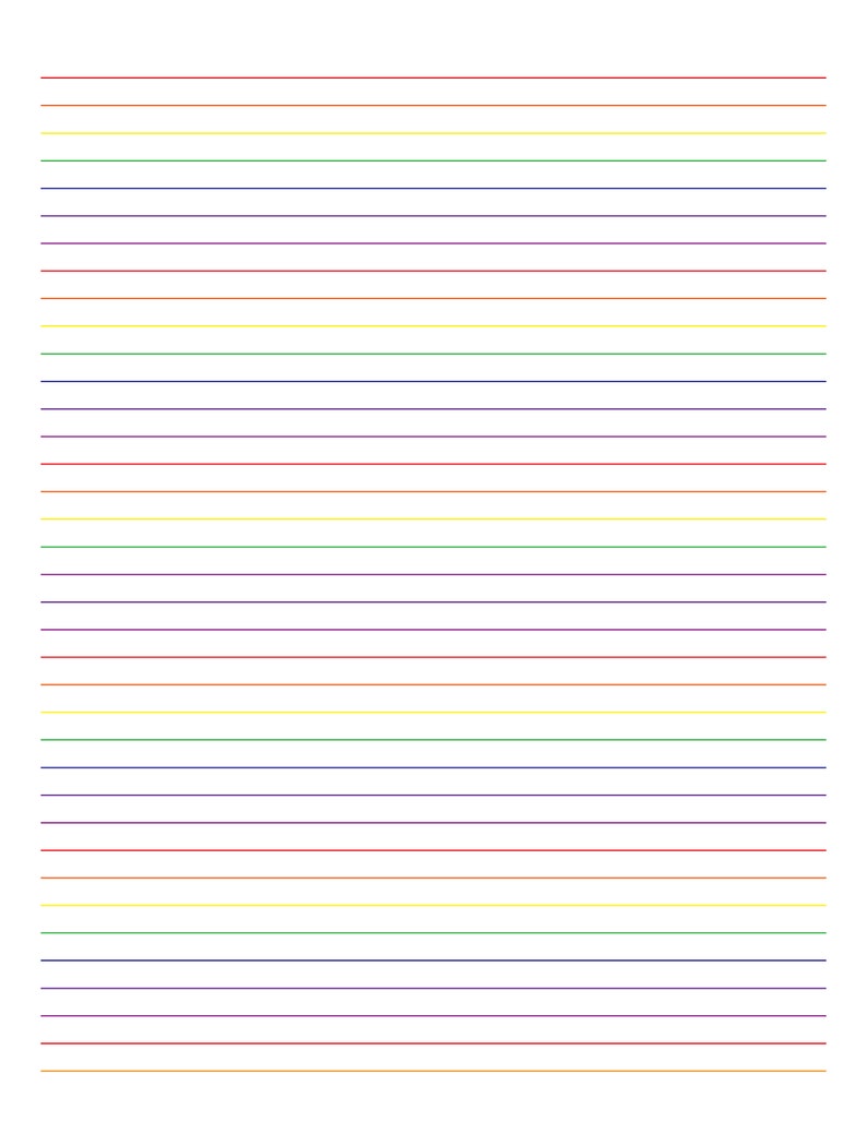 Rainbow Lined Paper Printable PDF image 3