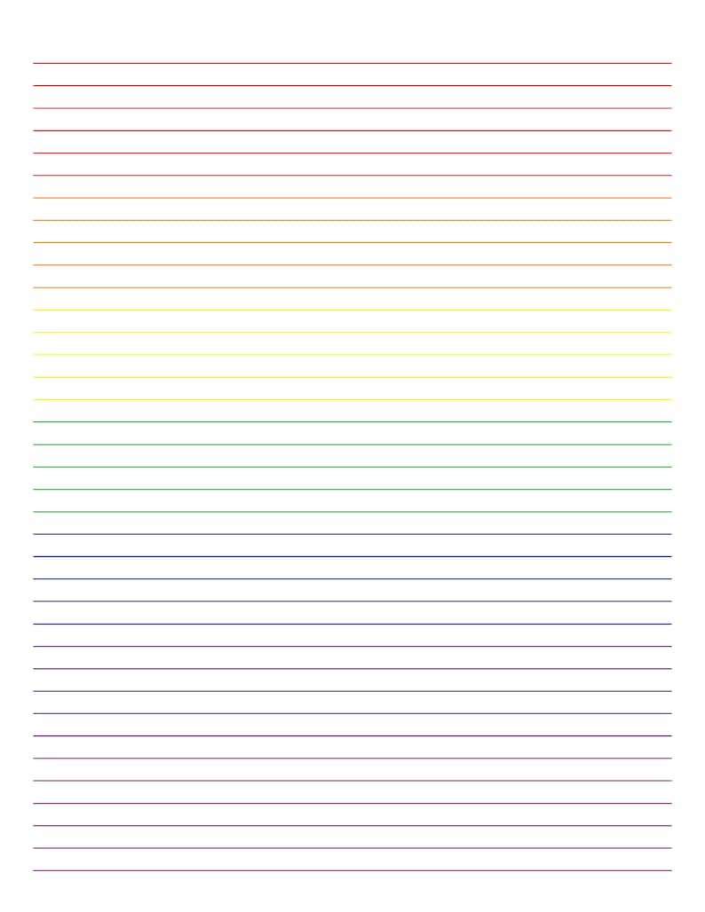 Rainbow Lined Paper Printable PDF image 2