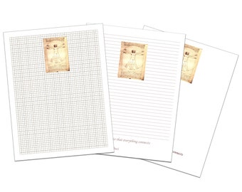 Vitruvian Man by da Vinci Writing Paper and Graph Paper Printable PDF