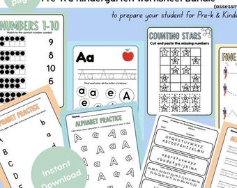 Pre-K / Kindergarten Readiness Bundle | ELA, Math, Fine Motor Skills + Assessment | Homeschool & Preschool Prep Printable