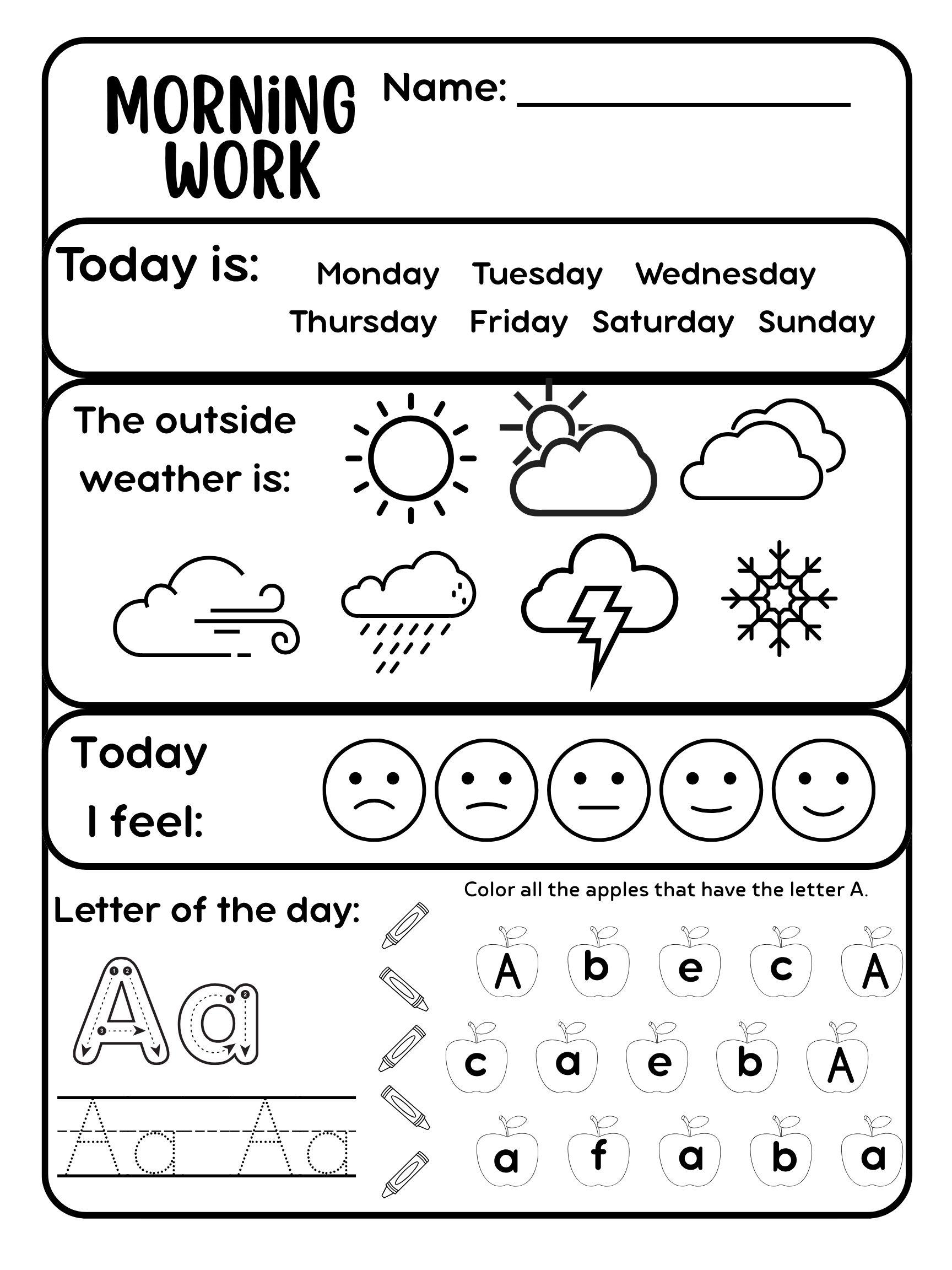 Prek-2nd Grade Morning Worksheets: ELA, Math, Fine Motor Skills