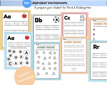 Alphabet Worksheets Printable: Pre-K/Kindergarten ELA Starter Pack