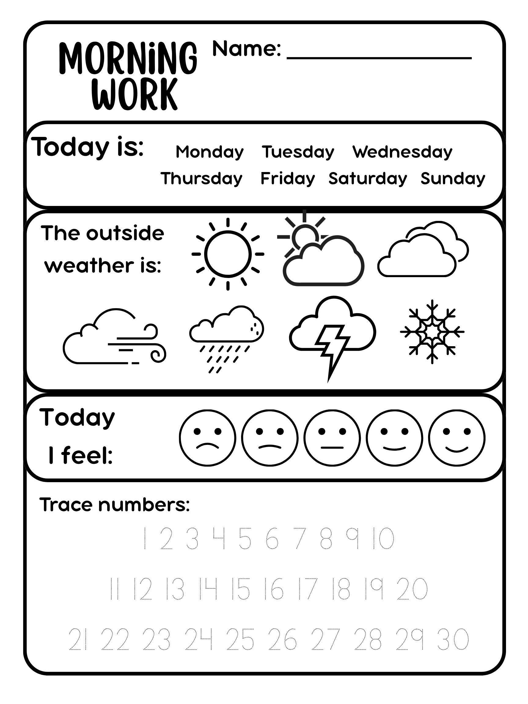 幼稚園～2年生向け朝のワークシート：英語、算数、細かい運動能力