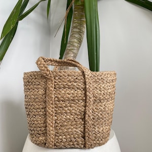 Bolsa artesanal de vime Mendong: bolsa com alça superior estilo Boho Artisan