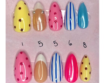 Colourful Mixed Press On Nails (M/L)