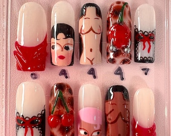 Dark Feminine Press On Nails (size L)