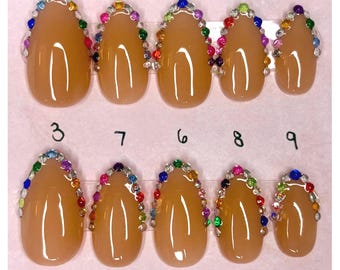 Rhinestone Tip Press On Nails (S)