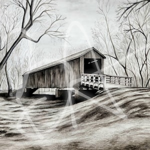 Print of Locust Creek Covered Bridge