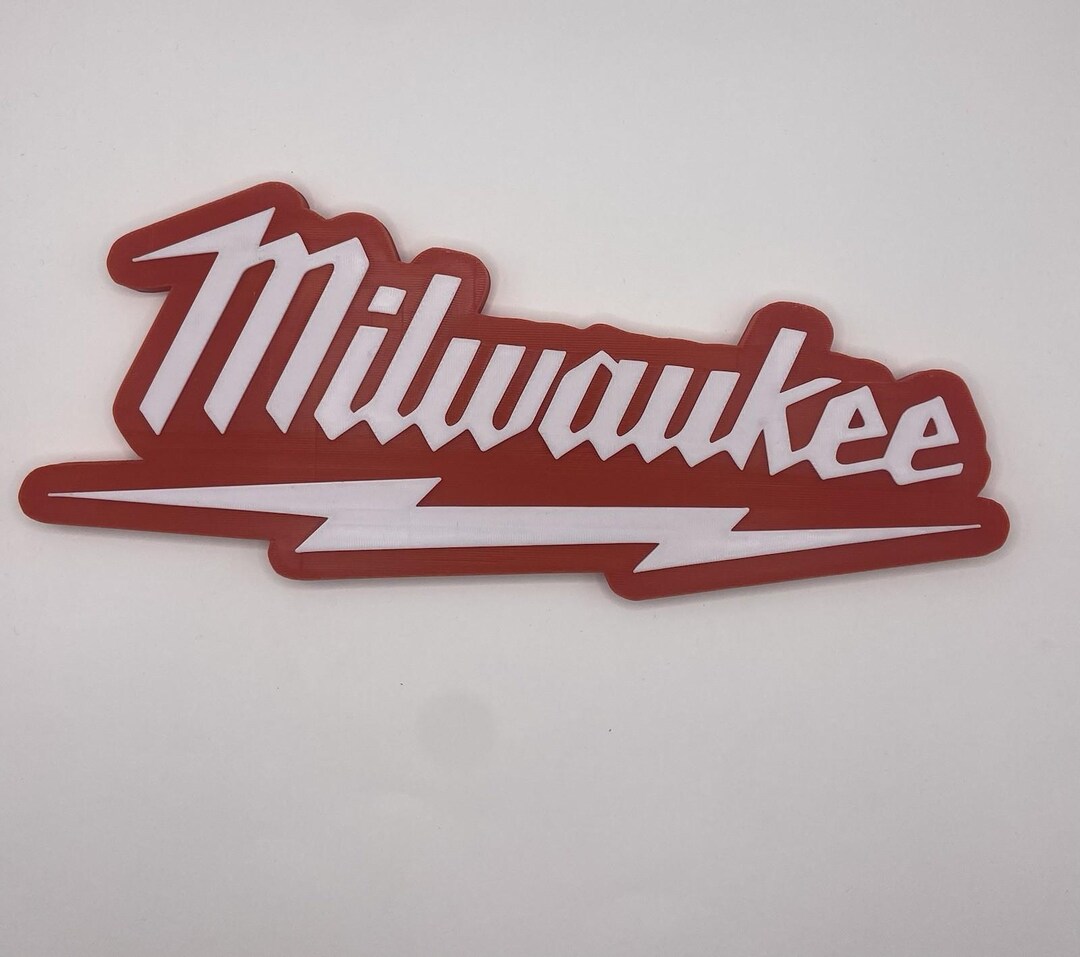Milwaukee Logo Wall Plaque — 3D Printed Red & White Tool Sign — Garage ...