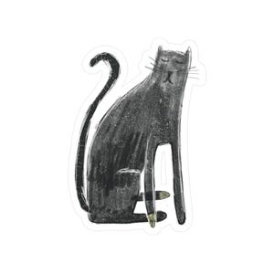 Black Cat Illustration Decal - Kiss-Cut Vinyl Decals, Sticker, Laptop Decal, Car Decal, Cat Lover Gift, Cute Animal Decal