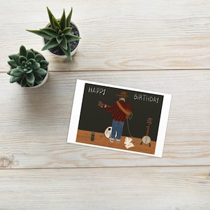 Folk Musician Birthday Card: Acoustic Guitar & Banjo Illustration