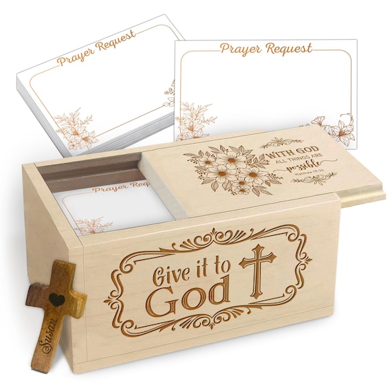 Personalized Prayer Box – Wooden Cross & 100 Prayer Cards