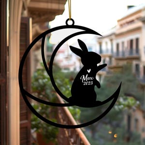 Personalized Rabbit Memorial Suncatcher: Custom Engraved Bunny Remembrance Gift
