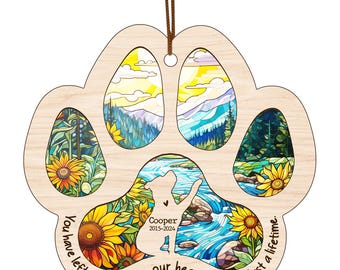 Personalized Pitbull Memorial Suncatcher: Custom Pet Loss Gift, Dog Paw Ornament