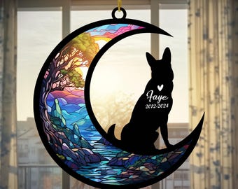 Personalized German Shepherd Memorial Suncatcher: Custom Pet Loss Gift