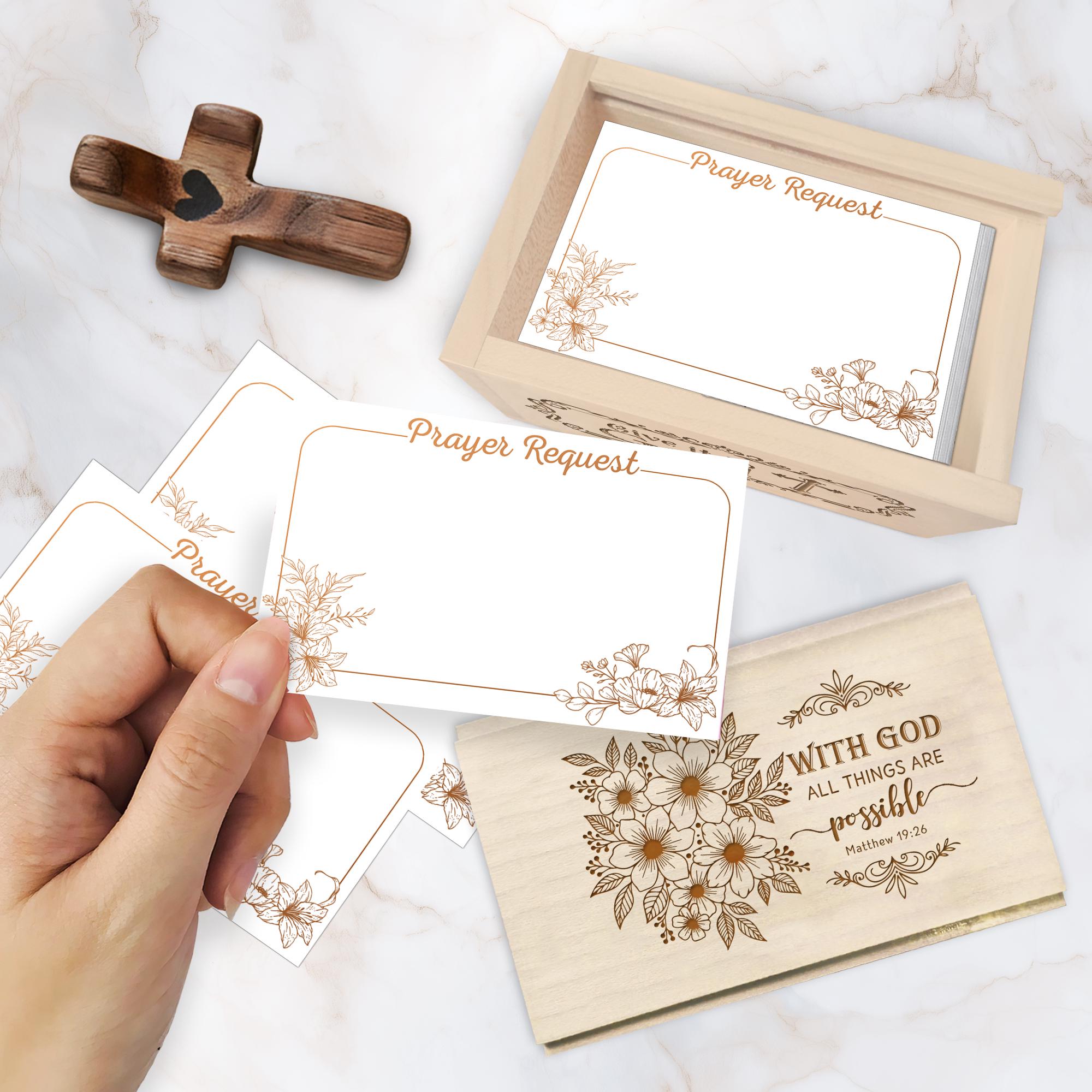 Prayer Box Sticker Design Personalized Prayer Box – Wooden Cross & 100 Prayer Cards, Christian ...