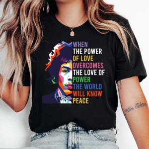 Power of Love Pop Art T-Shirt, Jimi Hendrix Shirt, Peace Lover Tee, Hippie Clothing