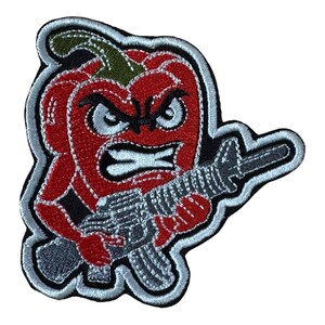 Angry Pepper Morale Patch, Funny Embroidered Tactical Badge, Hook & Loop Backpack Patch, Cartoon Gift, Made in Ukraine