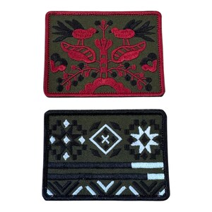 Ukrainian Folk Ornament Morale Patch Set 2pcs Embroidered Vyshyvanka Tactical Badge Hook Loop Support Ukraine Gift Made in Ukraine Patches