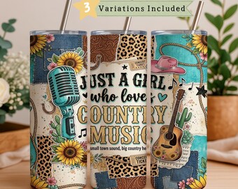 Country Music Singer Tumbler Wrap Cowgirl Western PNG Tooled Leather Digital Retro Trendy Leopard Sunflower Print Country Chic Wrap Download
