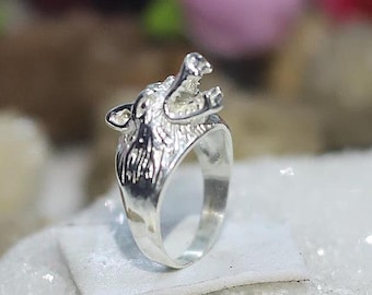Sterling Silver wolf Ring: Handmade Forest Animal Jewelry