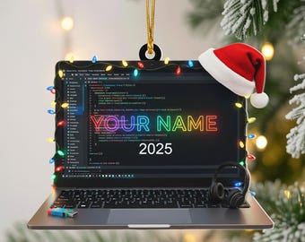Enfeite de Natal personalizado para programadores de computador, enfeite de codificação personalizado para laptop, presente para programadores, engenheiros de software e amantes de tecnologia