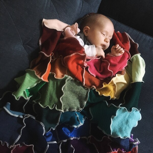 Upcycled Woolen Rainbow Swaddle Blanket