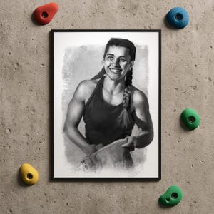 Brooke Raboutou Climbing Art, Matte Wall Decor, Indoor Outdoor Climber Painting, Rock Climbing Lover Gift, Sports Decor