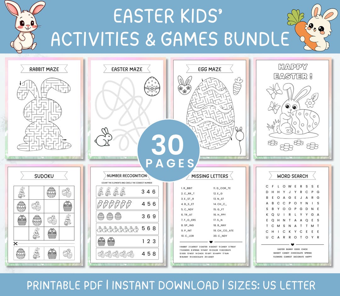 Easter Activity Bundle, Printable Kids Games, Christian Coloring Pages ...