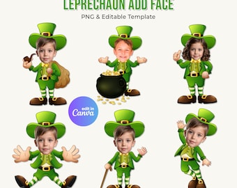 St. Patrick's Day Leprechaun Add Face Activity, Bulletin Board Decor, Canva Editable Template, Classroom Craft - Digital Download PDF