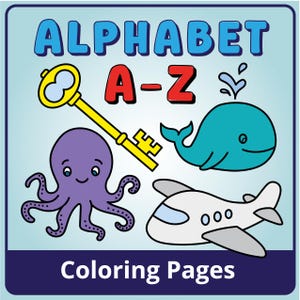 Coloriages de l&#39;alphabet de A à Z pour les enfants – Feuilles d&#39;apprentissage imprimables sur l&#39;ABC – Activité éducative pour la maternelle et la maternelle