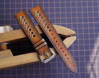 Handmade light Brown Veg Tan Leather Watch Strap - Custom Watch Band