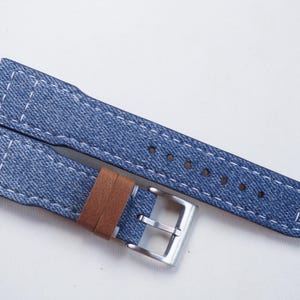 Handmade Blue navy Jeans Watch Strap, Sizes: 24mm, 23mm, 22mm, 21mm, 20mm, 19mm, 18mm