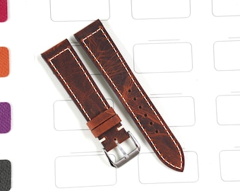 Handmade Waxed Leather Watch Strap – Custom Sizes