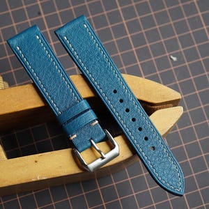Blågrönt läderarmband i Mill-läder, specialdesignat klockarmband