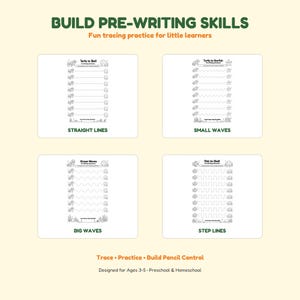 Ocean Pre-Writing Worksheets, Preschool Tracing Activities, Ages 3-5 Printable image 4