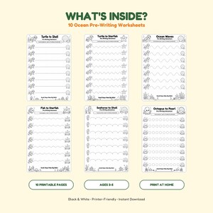 Ocean Pre-Writing Worksheets, Preschool Tracing Activities, Ages 3-5 Printable image 2