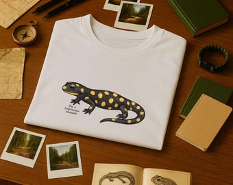 Endangered Amphibian Shirt – California Tiger Salamander Graphic Tee, Field Guide Style
