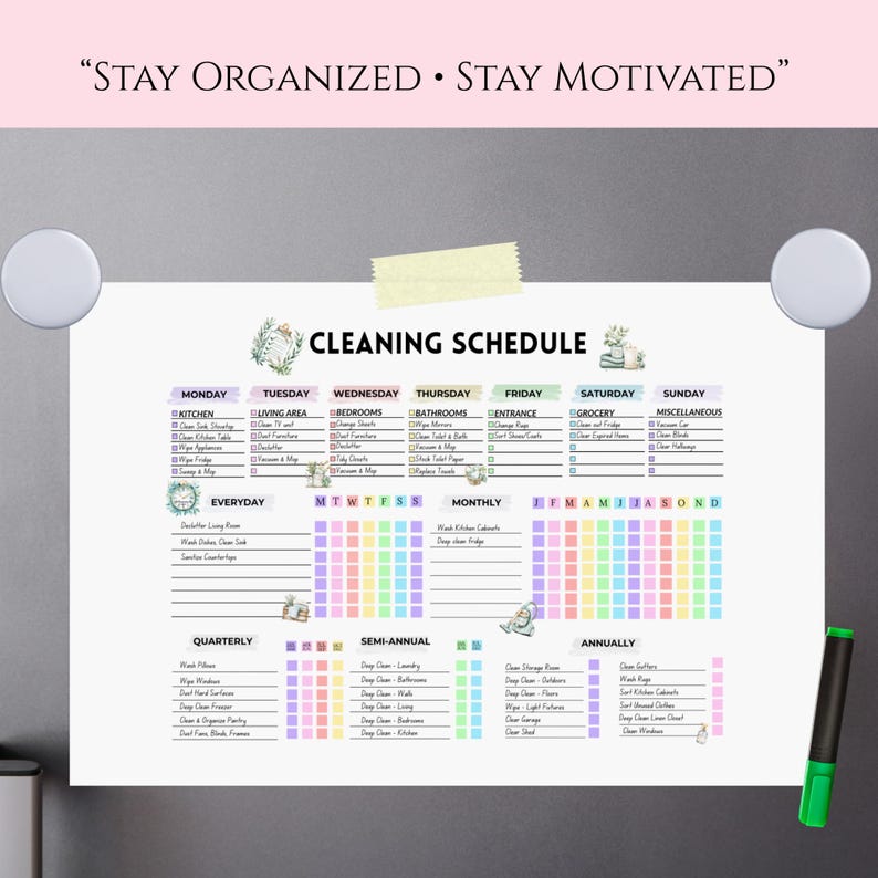 Adhd-friendly Cleaning Schedule | Weekly, Monthly Planner (PDF + Canva ...