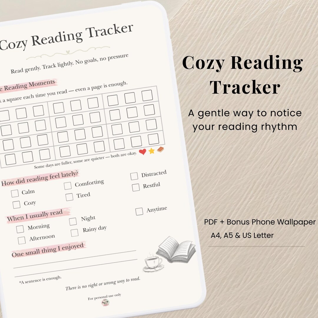 Cozy Reading Tracker Printable | No Pressure Reading Log PDF + PNG ...