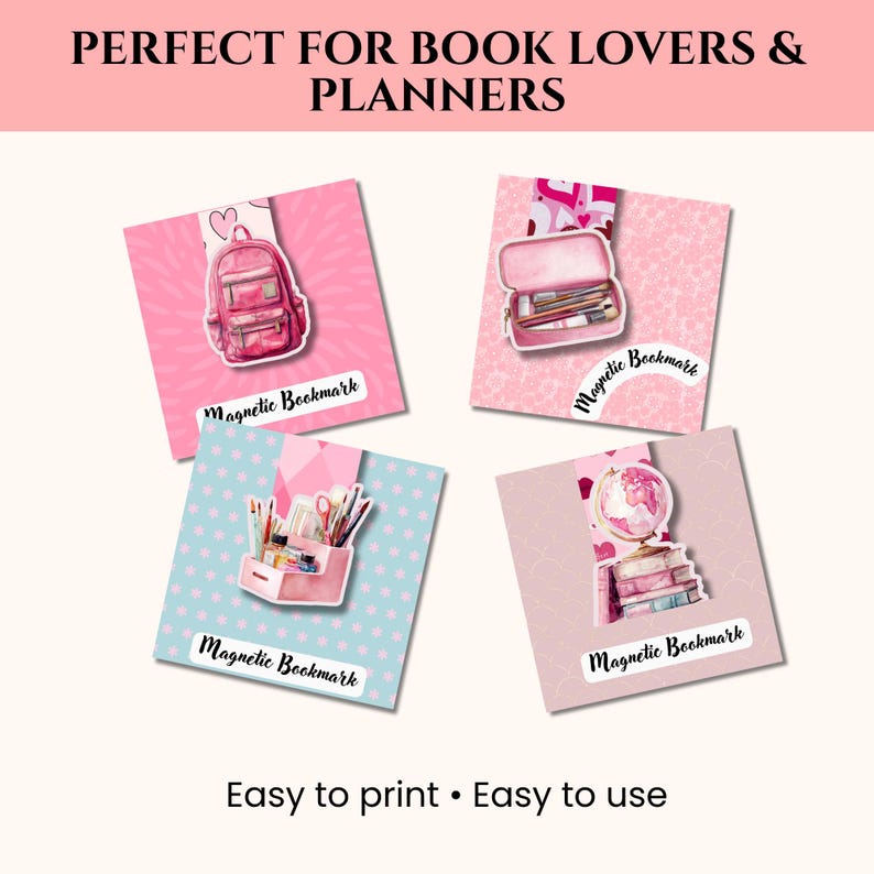 Pink Magnetic Bookmarks | Bookish Printable Bookmark PDF PNG - Etsy