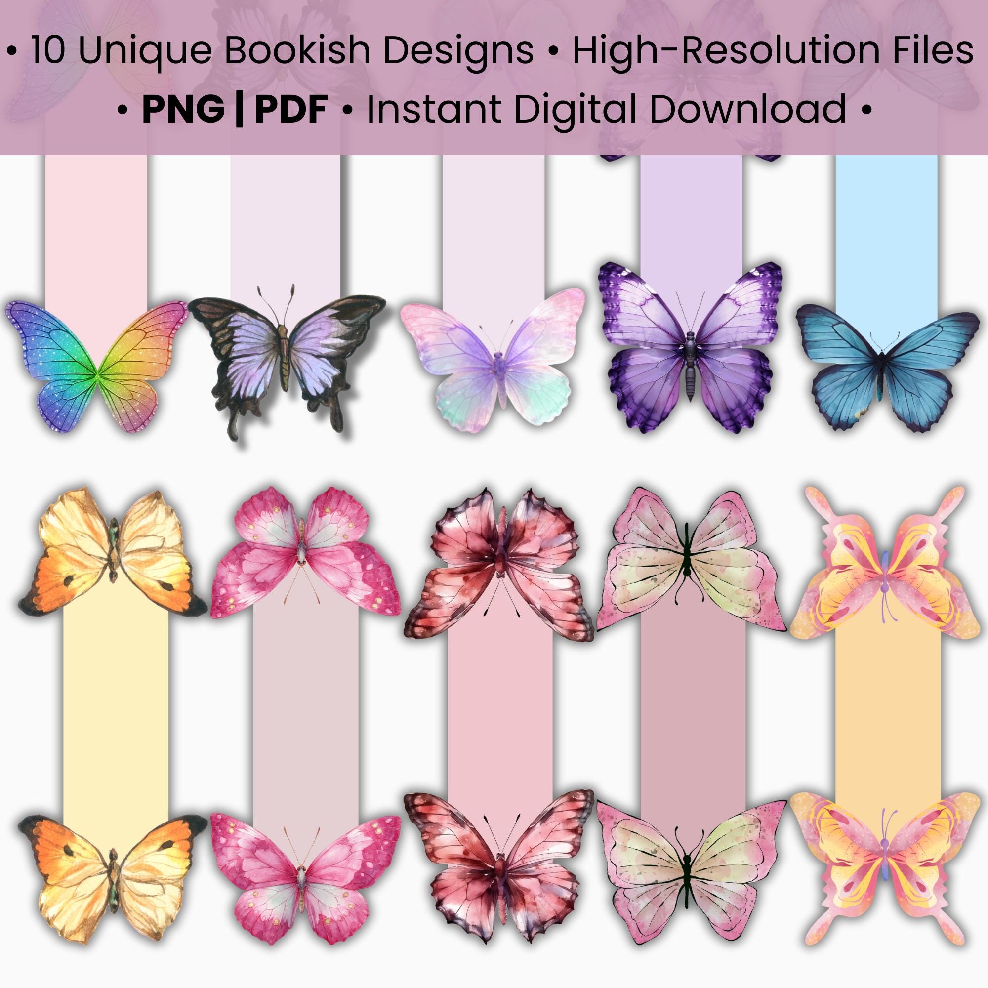 Butterfly Magnetic Bookmark Set | Printable Bookmarks (PDF & PNG - Etsy