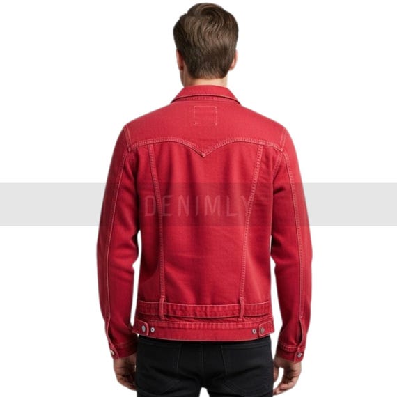 Leather Jacket Outfit Red Jean Jacket For Men Slim Fit Red Faux